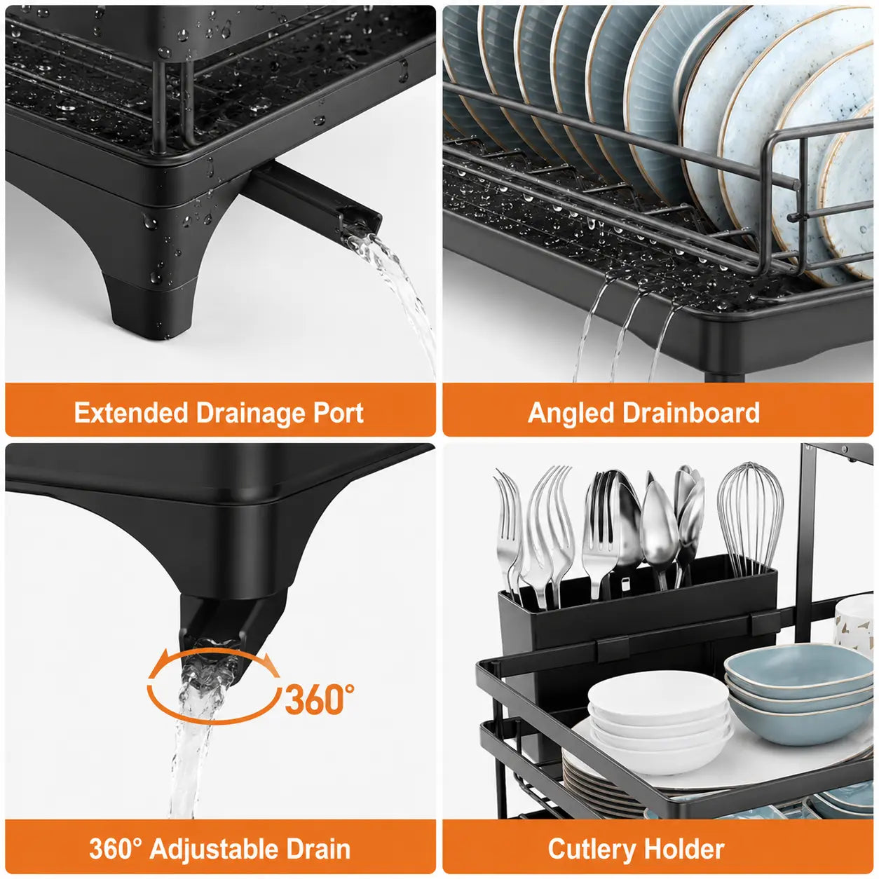 [Dealsforyoudays] Foldable over Sink Dish Drying Rack Pull-Out 2-Tier Dish Drainer with Utensil Holder Space Saving Kitchen Organizer for Small Kitchens